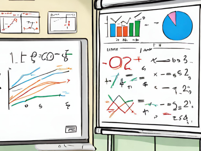 Whiteboards in a classroom showing mathematical limits.