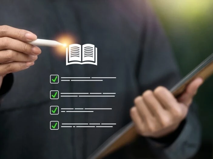 Header image of a hand and stylus pointing to a stylized list that accompanies a blog post titled - "What Does It Mean to Meet or Equal a Listing in a North Carolina Disability Claim?"