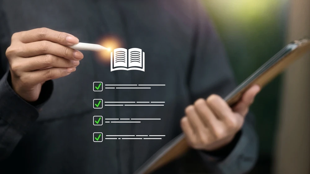 Header image of a hand and stylus pointing to a stylized list that accompanies a blog post titled - "What Does It Mean to Meet or Equal a Listing in a North Carolina Disability Claim?"